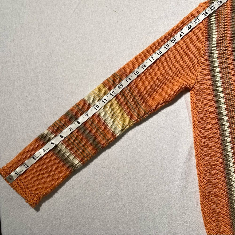 Vintage Genoa Boho Stripe Fringe Cardigan Collared Retro Sweater M - Picture 9 of 10